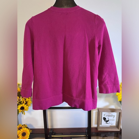 💗 Eddie Bauer Women’s Magenta Button-Front Cardigan 3/4 length lsleeve– Size L 💗 - Picture 5 of 6